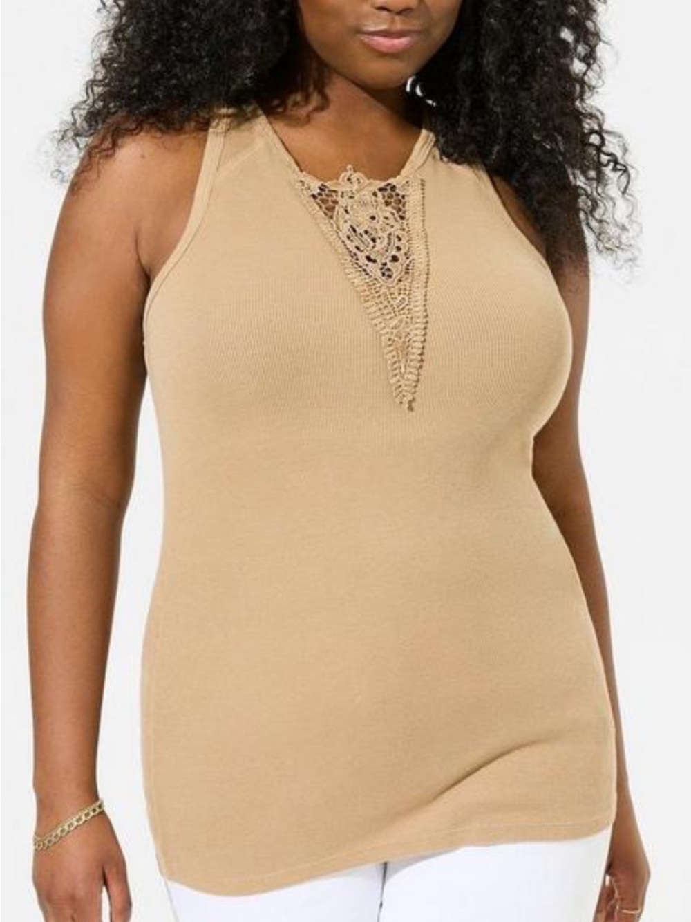 Torrid ribbed notched crochet inset tank top plus size 2x